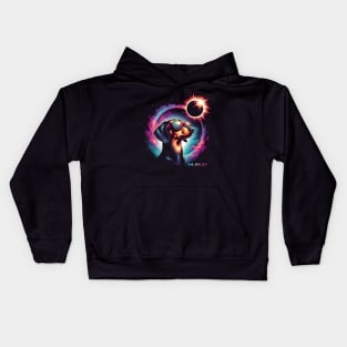 Celestial Dachshund Eclipse: Trendy Tee for Wiener Dog Enthusiasts Kids Hoodie